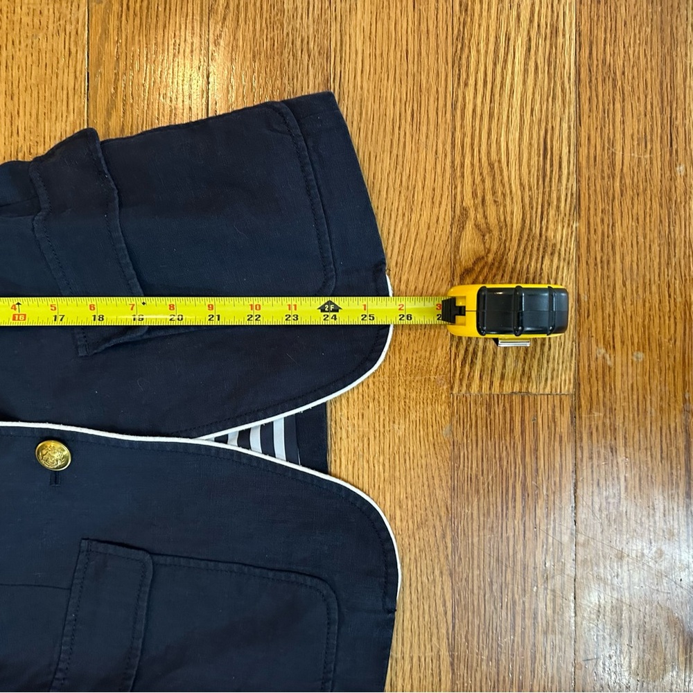 J. Crew Linen Rhodes Blazer in Navy with White Piping and Nautical Buttons - Picture 16 of 16
